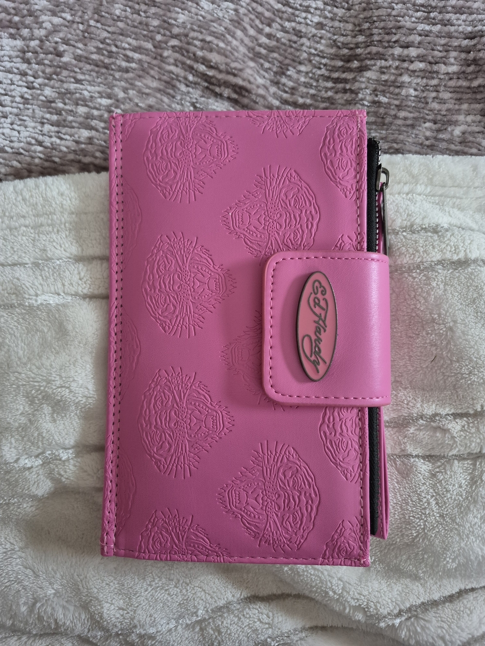 Ed Hardy Pink Embossed Leatherette Wallet